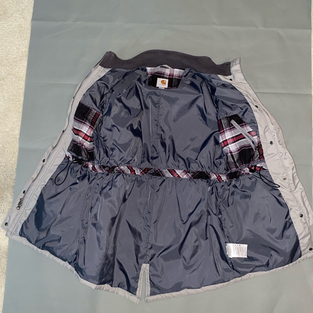Carhartt Women’s Small 4/6 Amoret Puffer Style Gray Hooded Long Coat Good Cond - Picture 11 of 16